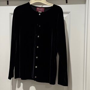 Denim&Co Black Velvet Top